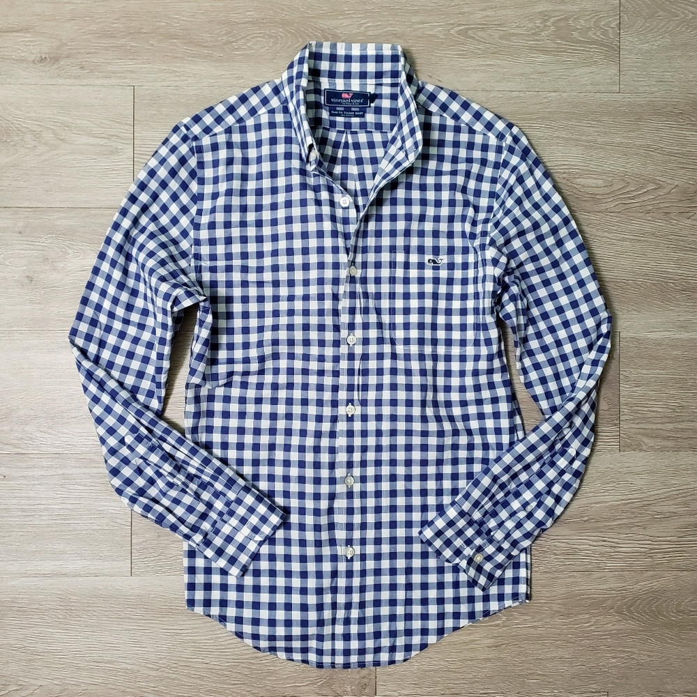 Vineyard Vines slim fit Tucker classic button up shirt XS preppy blue & white